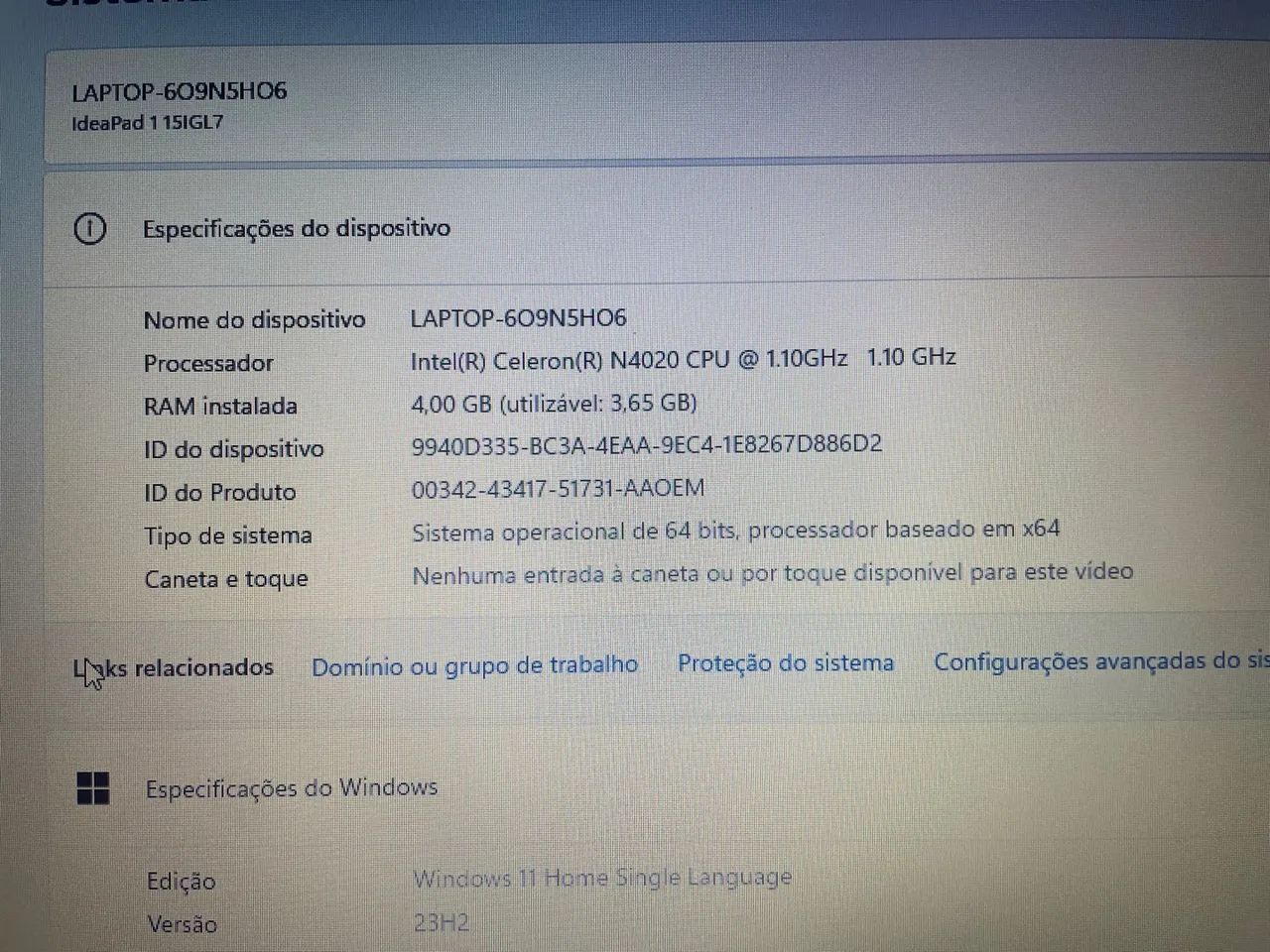 Notebook Lenovo IdeaPad 1 15IGL7 | Intel Celeron | 4GB RAM | 128GB SSD - Foto 3