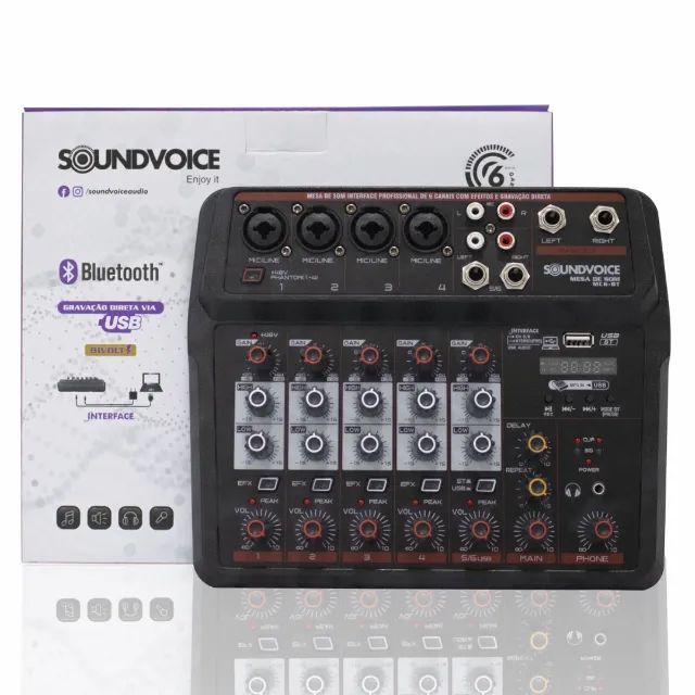 Mesa de Som Compacta Soundvoice MC6 BT