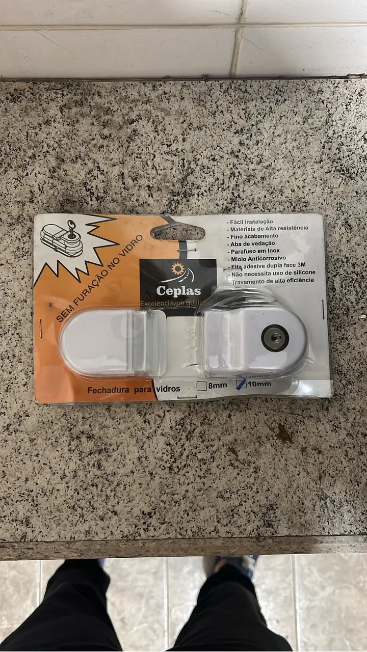 Kit 07 unds FECHADURA PARA VIDRO 10mm