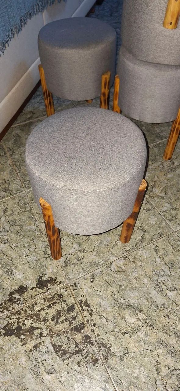Puff cinza de linho - Foto 2
