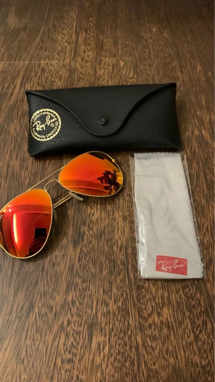 Ray-Ban Aviator Lentes Vermelhas - Foto 2