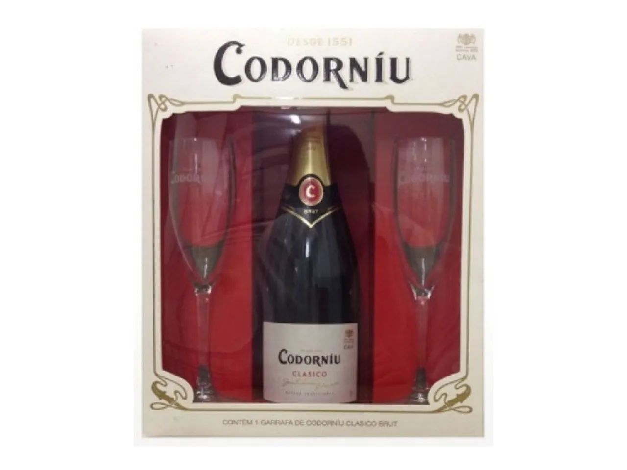 Kit Espumante Cava Codorniu Clássico Brut com 2 Taças - Foto 2