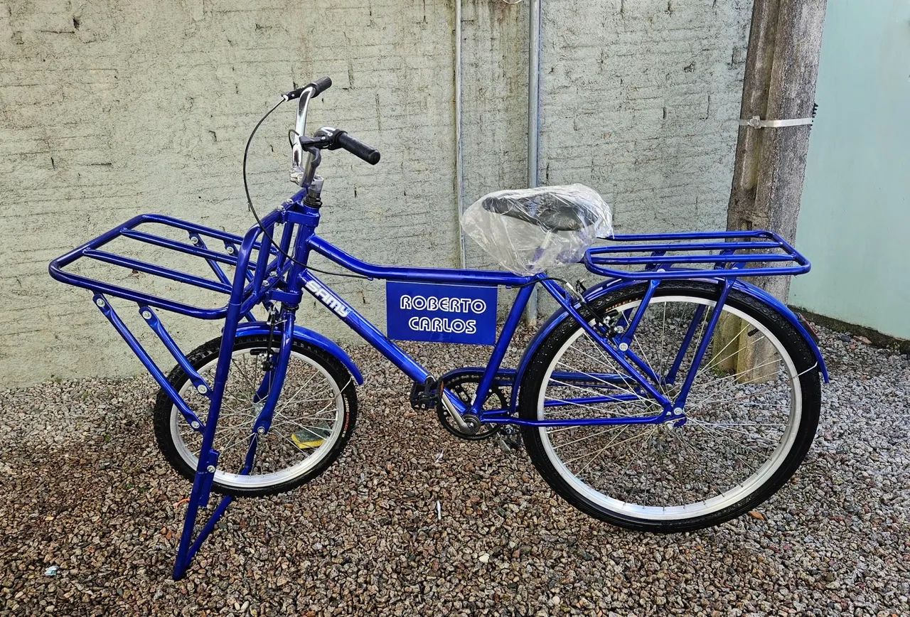 Bicicleta Azul com Cesto para Cargas - Foto 2