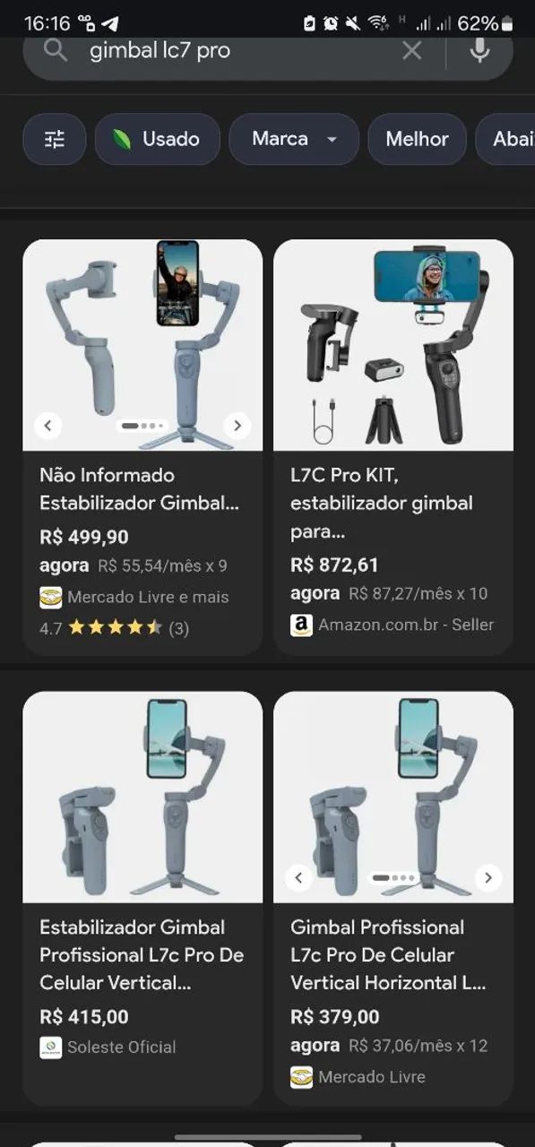 Gimbal L7Cpro 3 Eixos Dobrável para Celular - Foto 3