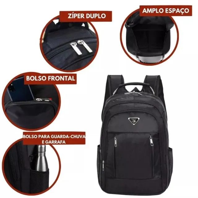 Mochila com Diversos Bolsos e Slot para Notebook - Foto 2