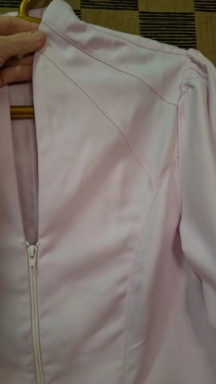 Jaleco Manga Longa Zíper Estética Dentista Enfermagem Manicures Rosa Tam 40 - Foto 5