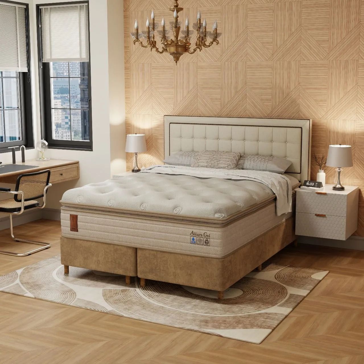 COLCHÃO E BASE SOLAR ALLURE GEL POCKET 65704323577729120