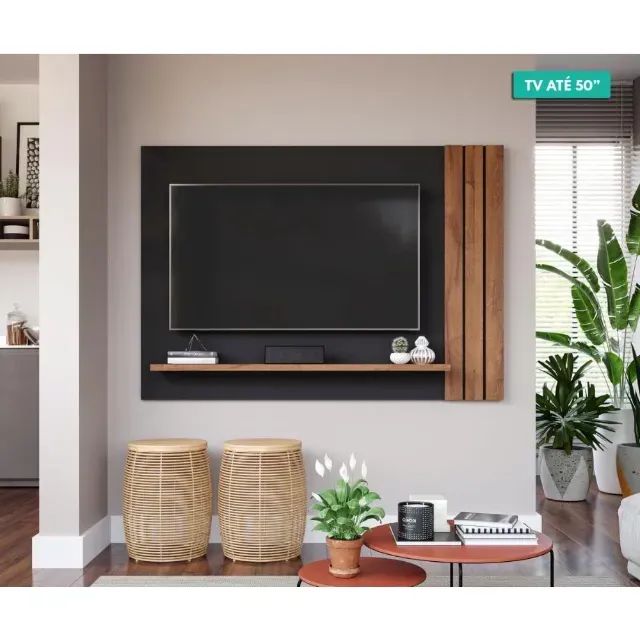 Painel para Tv até 50" Cristal Permobili Preto Chumbo/Savana - Foto 3