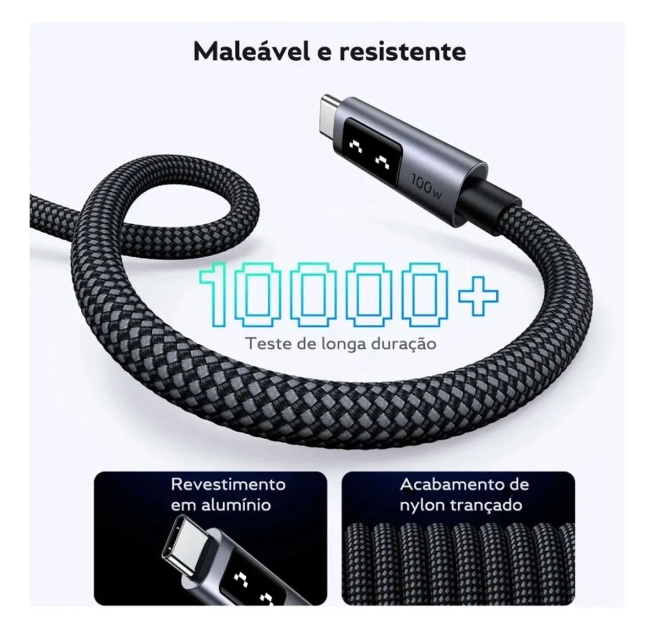 Cabo C turbo Ugreen Uno 100w macbook iphone 1 metro - Foto 4