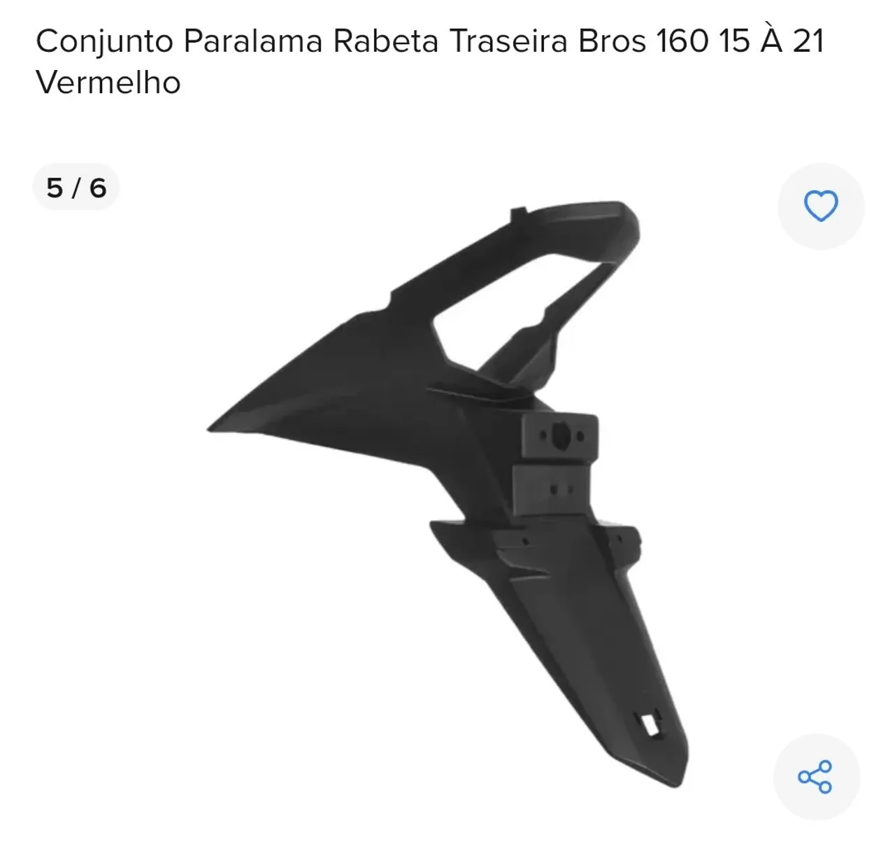 Paralama Trazeiro e Rabeta cor cinza