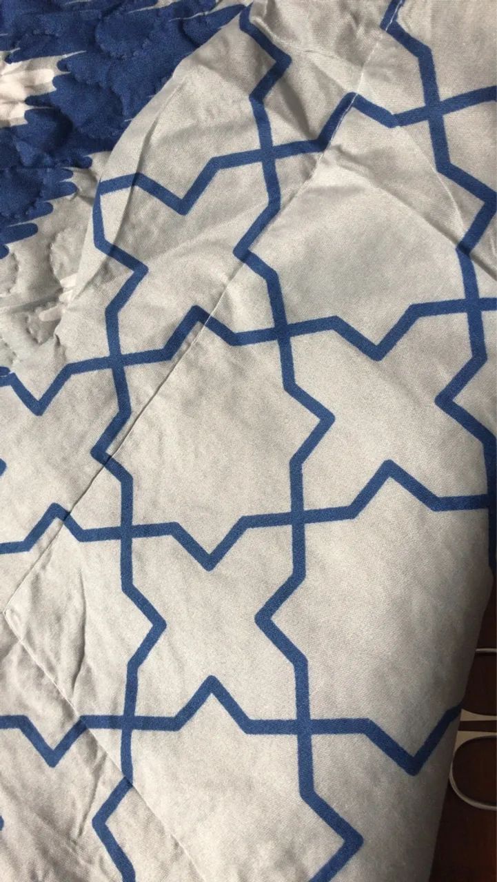 Cobre leito Queen- Geométrico Azul e Cinza - Foto 3