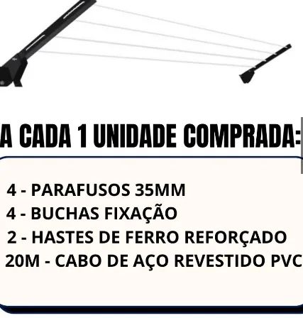 Varal De Parede Retrátil Em Aço Dobrável, Articulado, Cabo De Aço Encapado - Foto 4