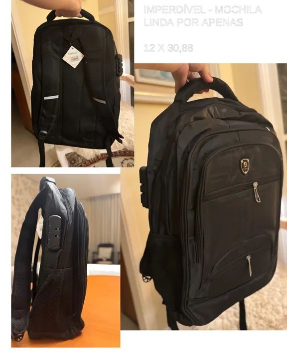 Mochila escolar preta de alta qualidade