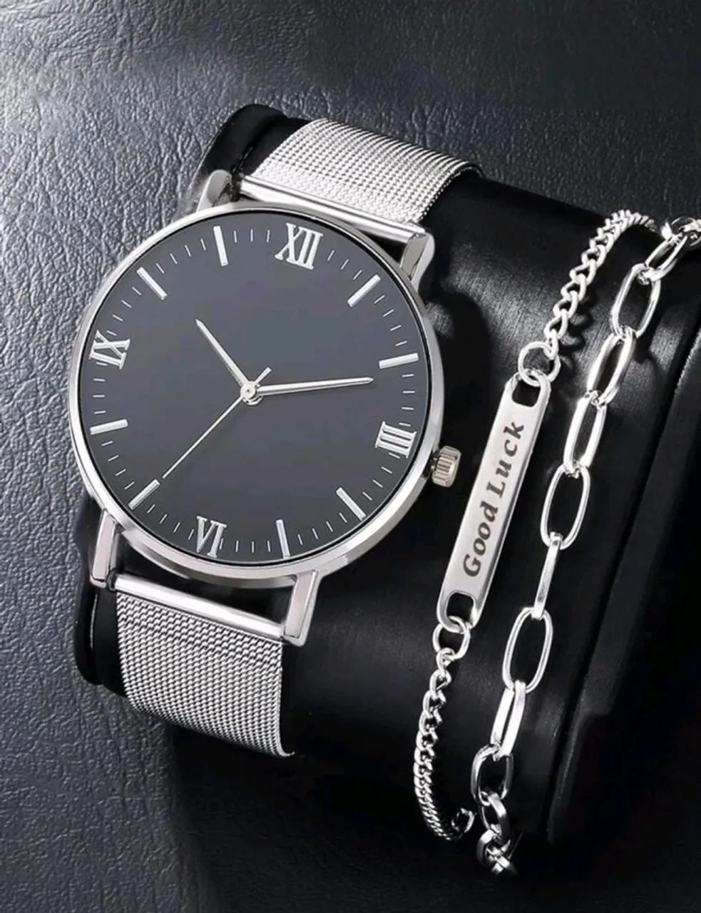 Kit Relógio e Pulseira Elegante - Unissex