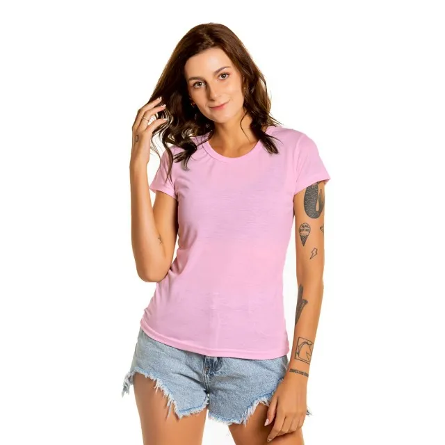 Camiseta Babylook Rosa Claro tam.EXG malha pp