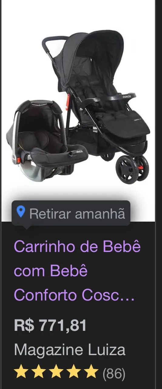 Carrinho de Bebê com bebê conforto junto