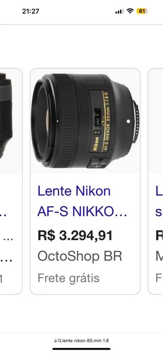 Lente Nikon 85mm f/1.8G AF-S NIKKOR 1.600$ - Foto 5