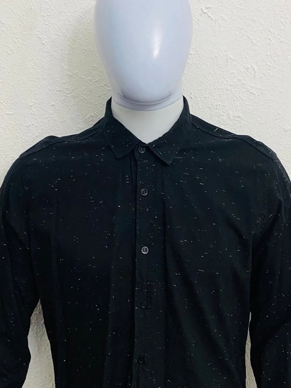 Camisa Casual By For Men Tamanho 4 Preta Bolinhas Bom Estado