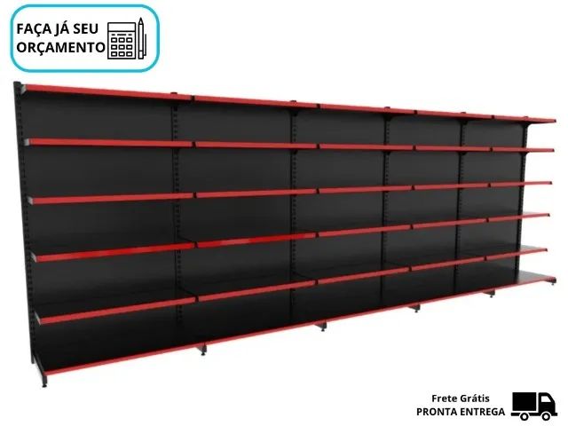 Gondola de Parede Polar Preta com 6 Bandejas