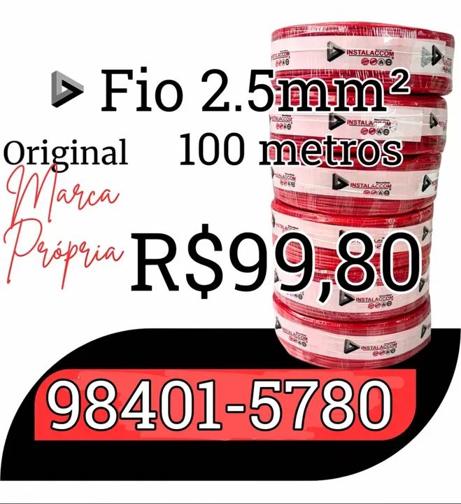 R$94.80 Electrical Wire/Cable 2.5 mm - 100 Meters