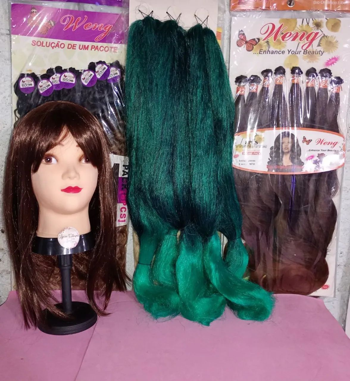 Cabelo jumbo 400g verde  - Foto 3