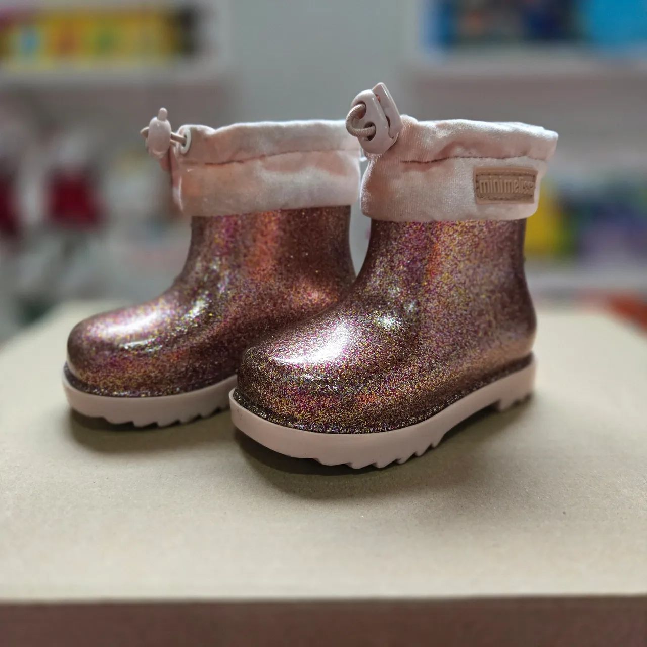 Mini Melissa Infantil Galocha Infantil Glitter Pink Bota Infantil