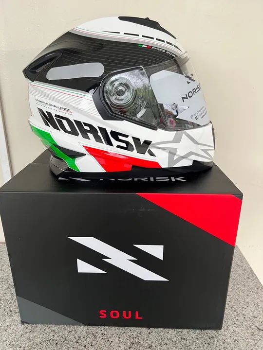 Capacete Norisk Soul FF302- Branco/Preto/Verde - Foto 2