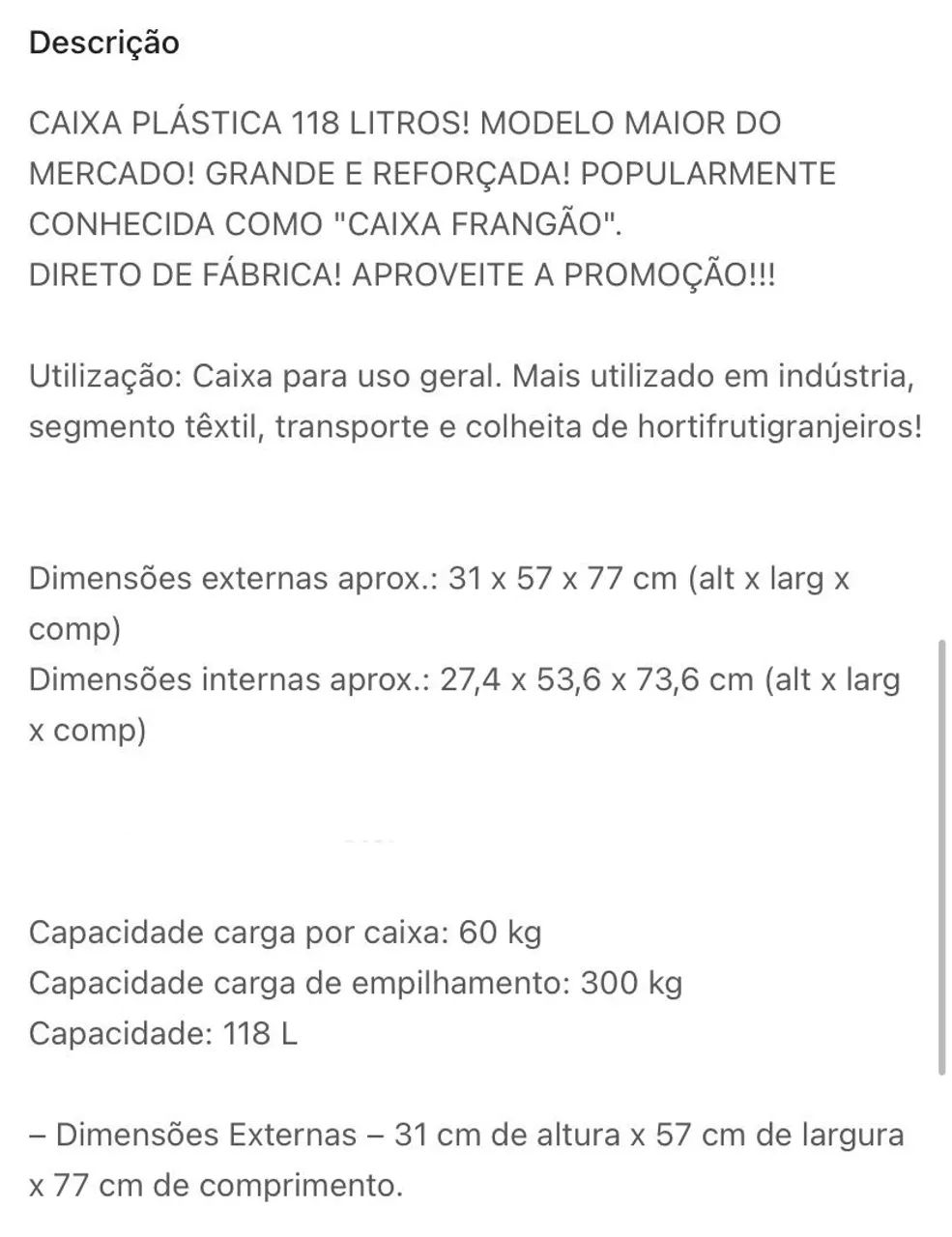 Caixa Plástico 118 Litros Vazada Preta Organizadora  - Foto 4