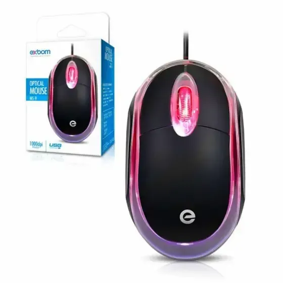 Mouse Usb Led Exbom Ms-9: Precisão E Estilo Para Pc 