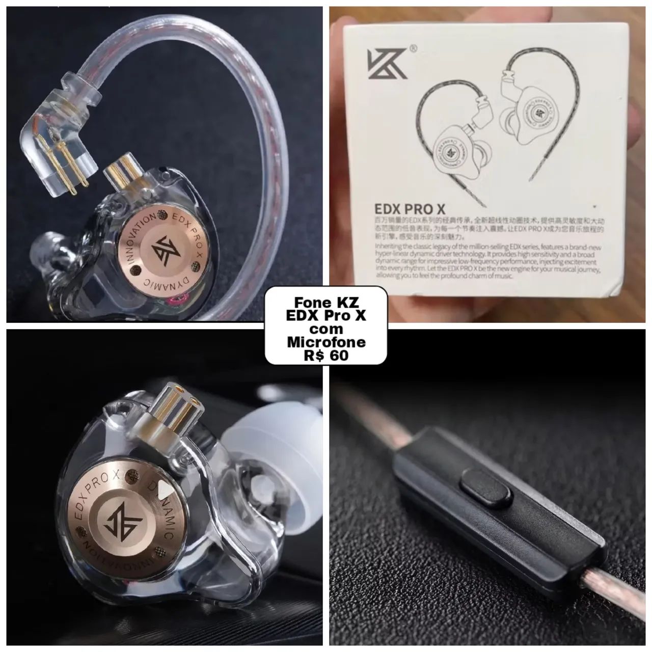 Fone KZ Edx Pro X com MIC R$ 60