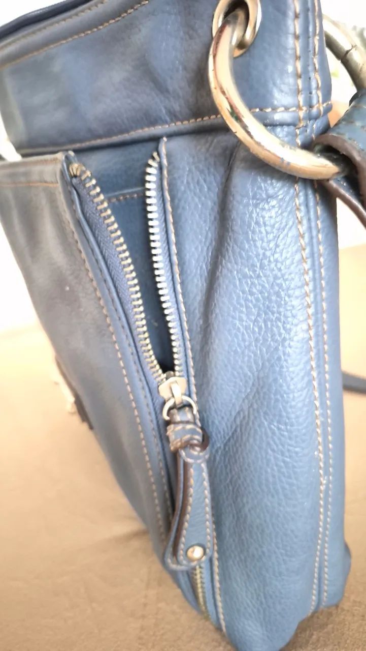 Bolsa de Couro Azul - Foto 4