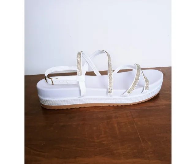 Sandália branca platform com strass n40 - Foto 2