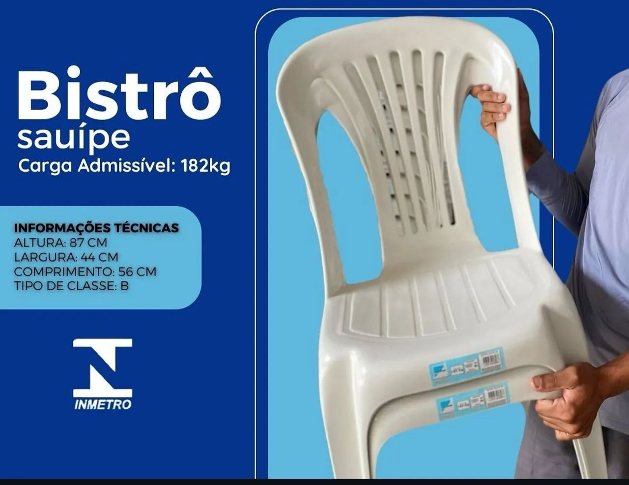 Cadeiras plásticas nas cores branca e preta - Cada: - Foto 2