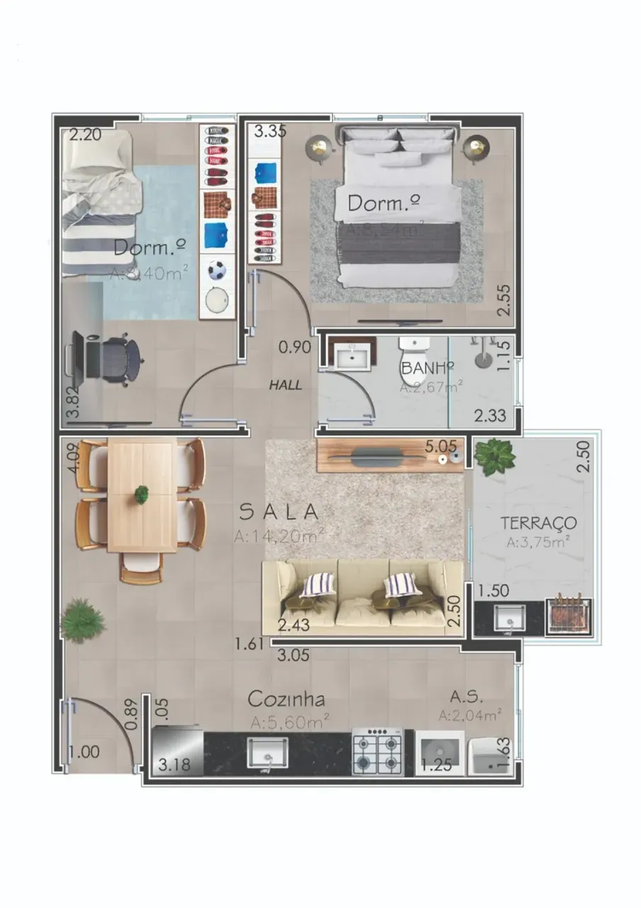 PLANTA 51m²