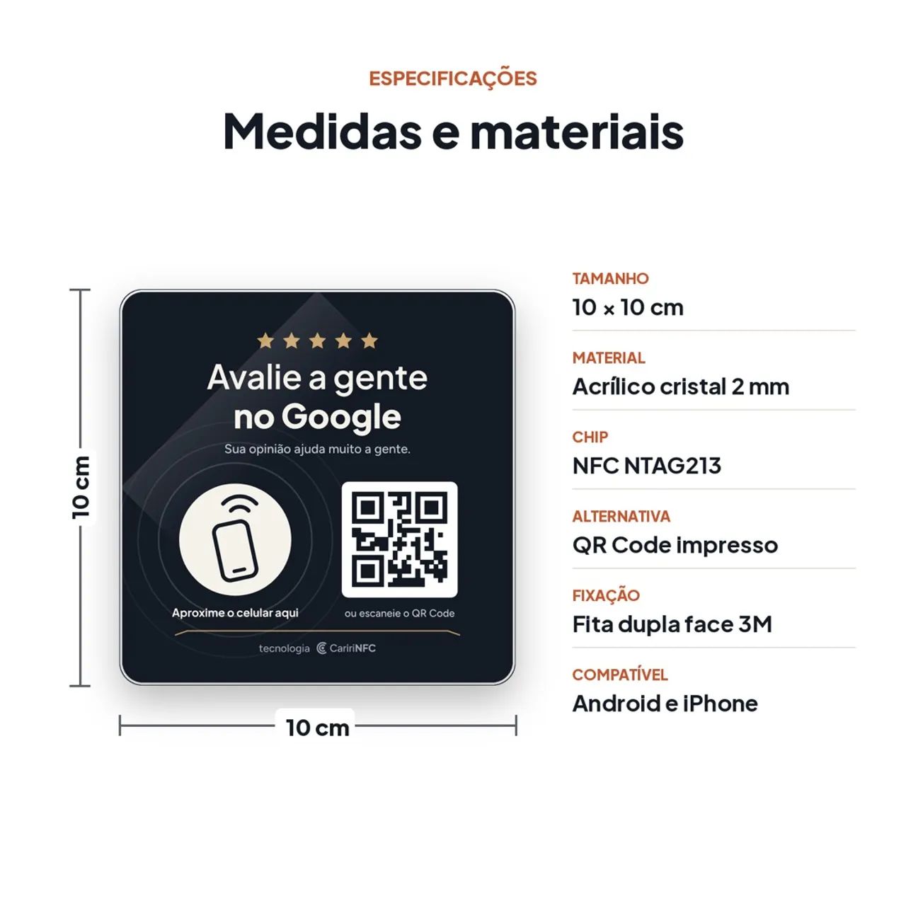 Placa NFC e QR Code Avaliação Google, Instagram e WhatsApp - Foto 5