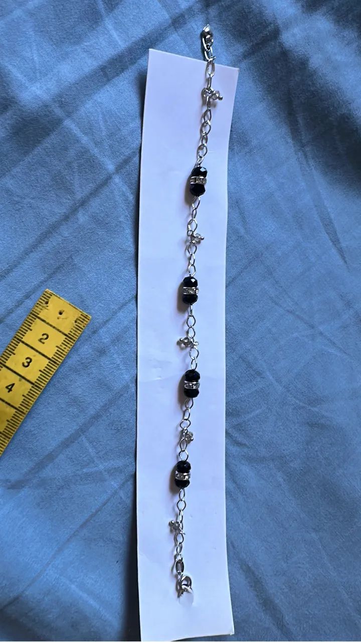 Pulseira com cristais pretos e Strass - Foto 2
