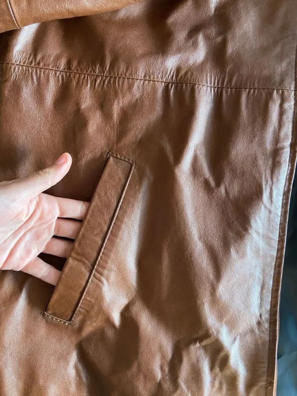 jaqueta masculina couro legítimo marrom g - praticamente nova - Foto 3