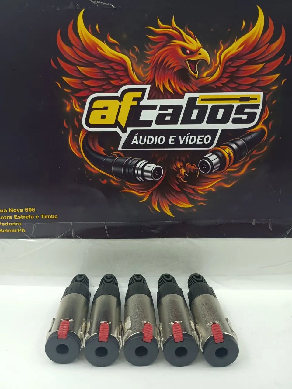 Kit com 5 plugs P10 Stereo fêmea 