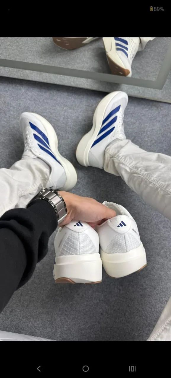 Tênis Adidas Adizero Pro 4 branco e azul  - Foto 5