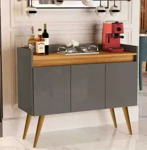 Buffet Gold com 3 portas Cinza/Mel