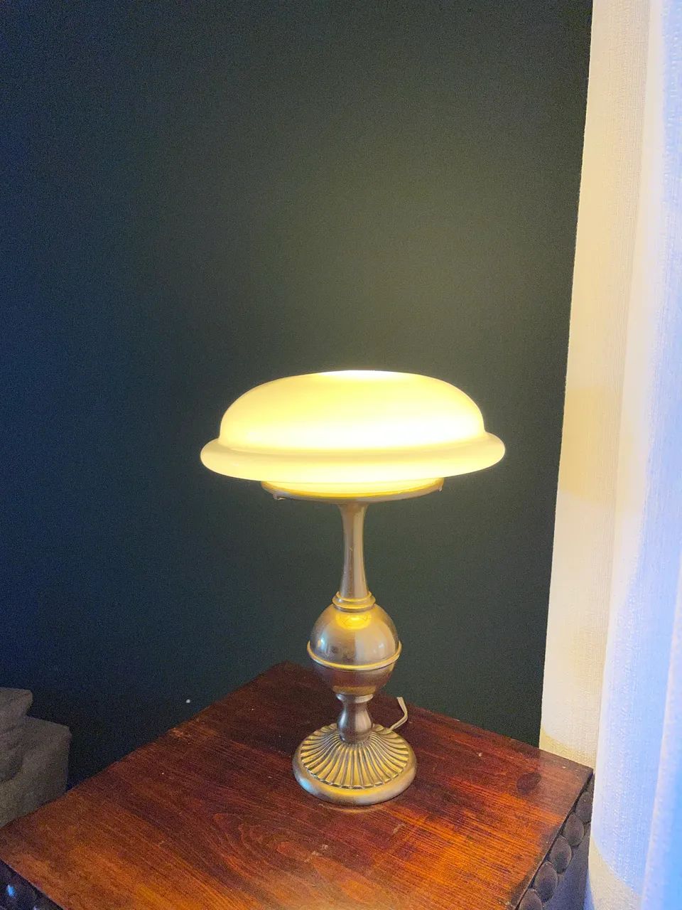 Abajur bronze e opalina  - Foto 2