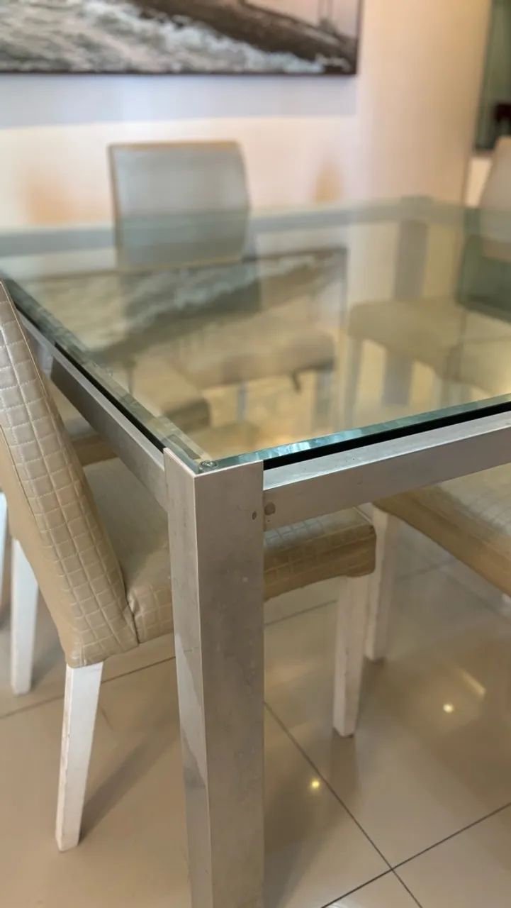 Mesa tampo de vidro 1,5 x 1,5 