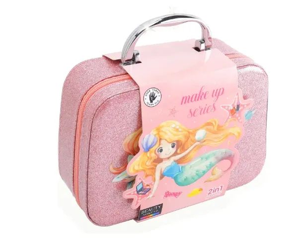 Kit Maquiagem E Unhas Make Up Series Sereia Maleta Glitter - Foto 3