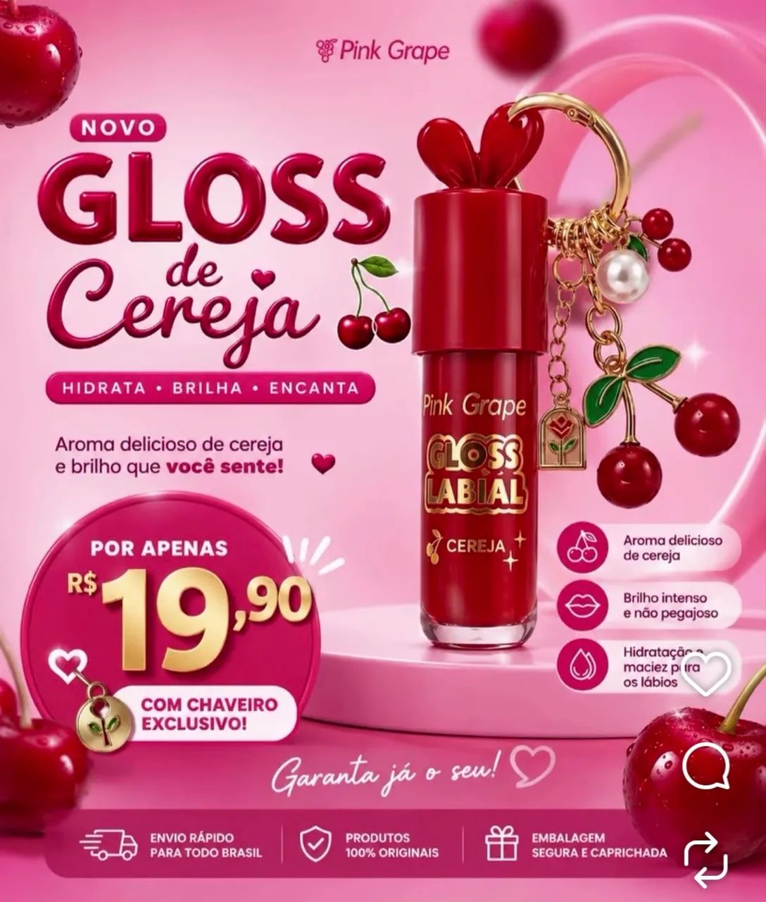 Gloss de Cereja Pink Grape - Foto 2