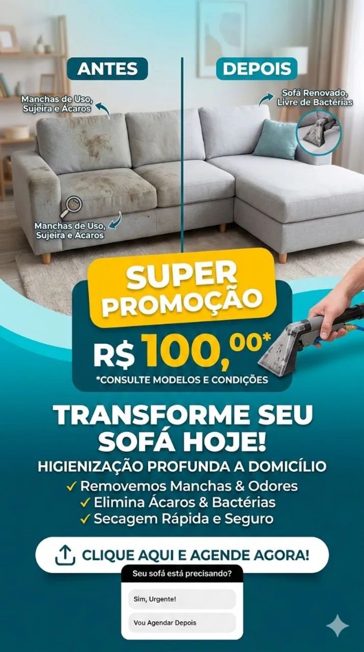 Limpeza de estofados em geral. Sofá, cadeiras, colchão 