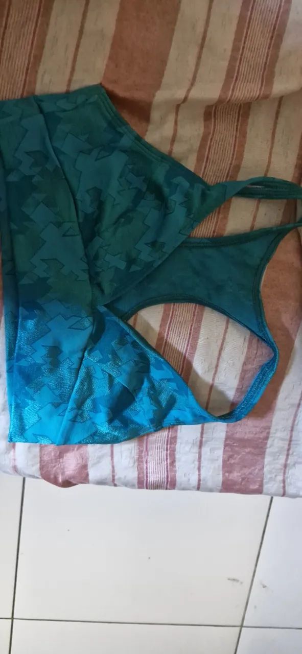 academia blusa cropped top azul - Foto 3