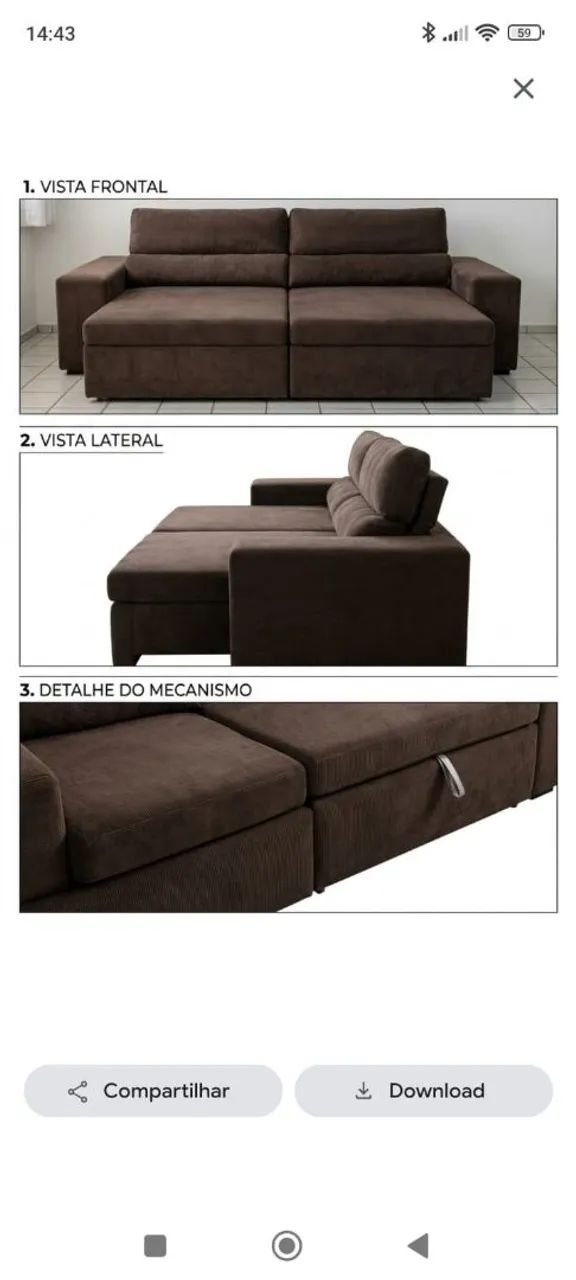 Sofá 3 lugares 