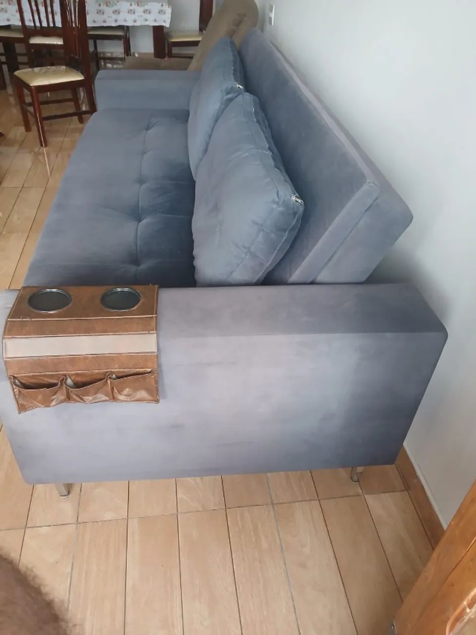 sofá cama 4 lugares azul - Foto 5