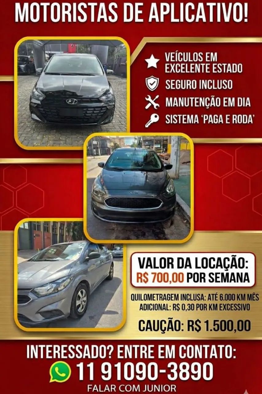 Locação de veículos: uber 99