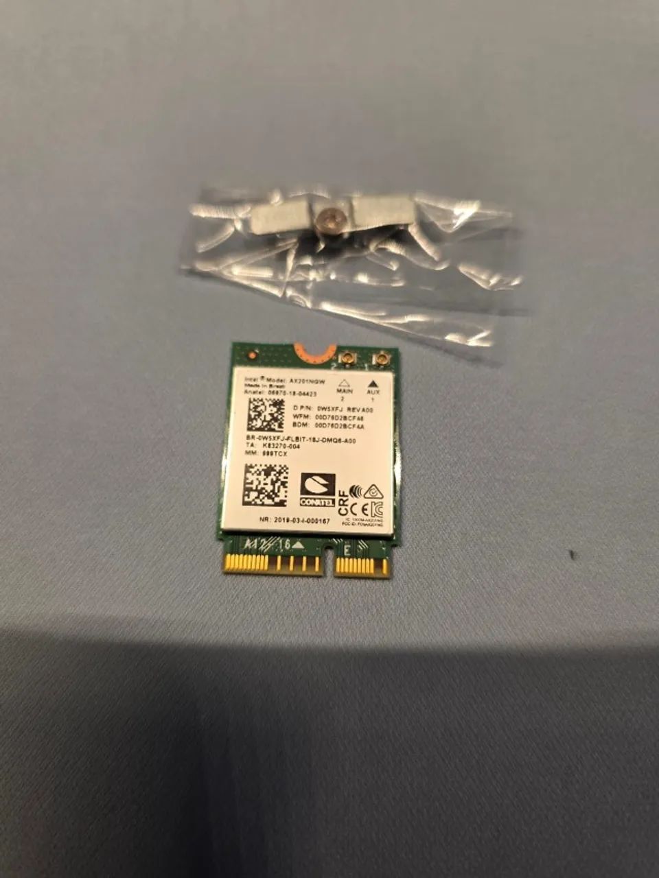 Placa de Rede Wi-Fi 6 Intel AX201NGW - Dual Band + Bluetooth 5.0